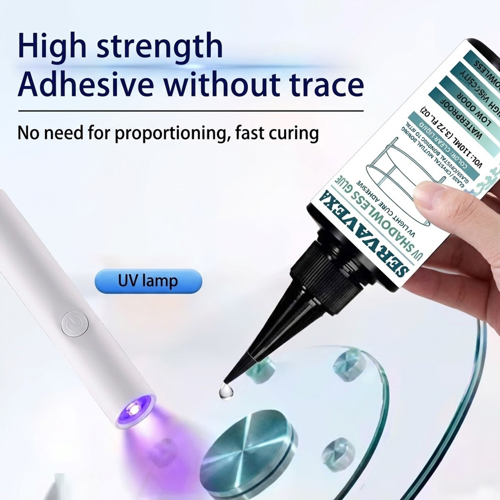 Liquid Uv Glue Kit - クリア UV 接着剤キット 110 ミリリットル硬化ライトランプ付き強力な液体接着剤ガラスクリスタル金属修理用透明防水