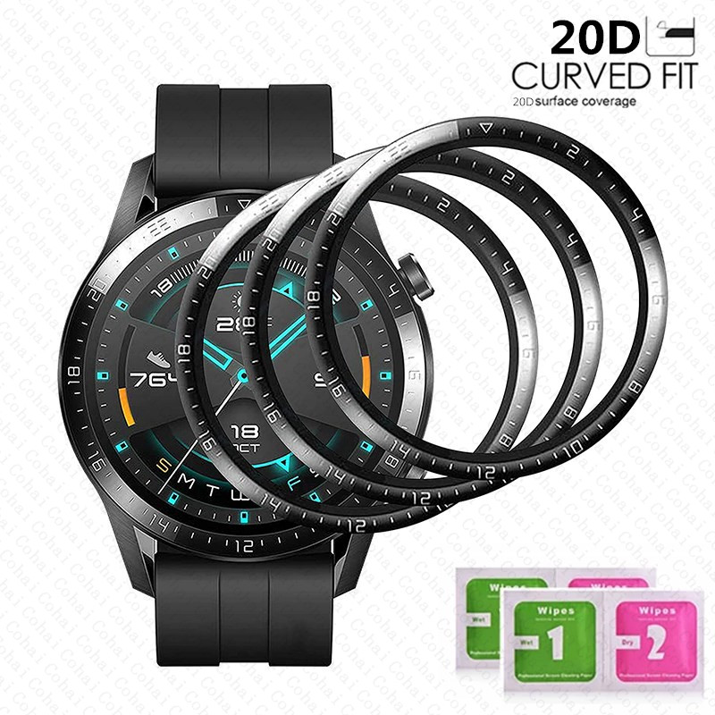 Curved Edge Screen - 20D湾曲縁強化ガラスhuawei腕時計gt 2プロ46ミリメートル保護ガラスhuaweiためGT2スクリーンプロテクターカバーフィルム