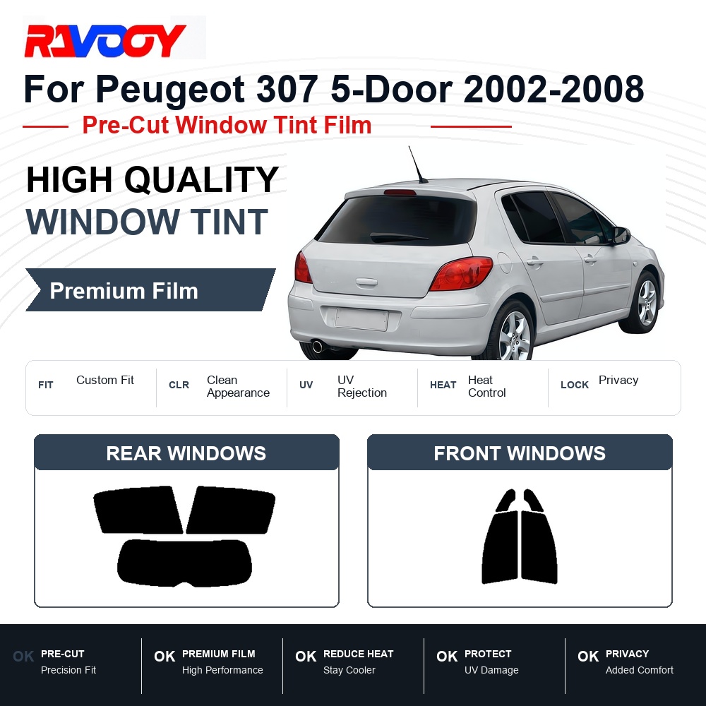 プジョー307 5ドア（2002-2008）用プレミアムプレ - Privacy Screen Protector のレビューと価格